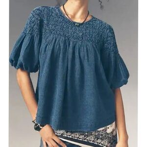 Anthropologie Liza Smocked Blouse